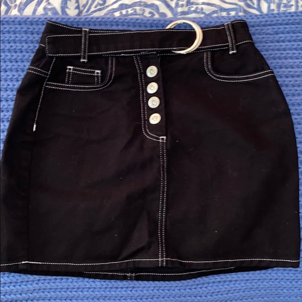 Black denim skirt